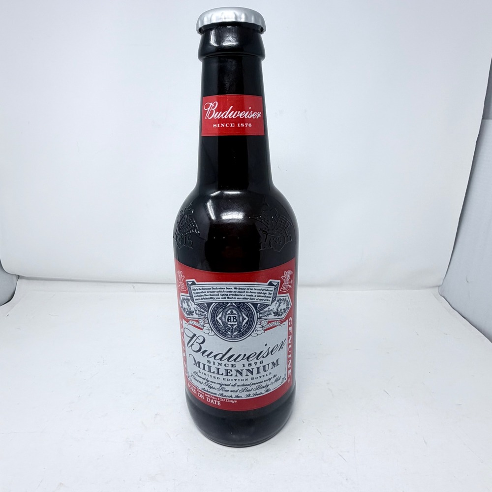Budweiser Millennium Limited Edition Jumbo 15" Glass Beer Bottle Display Empty